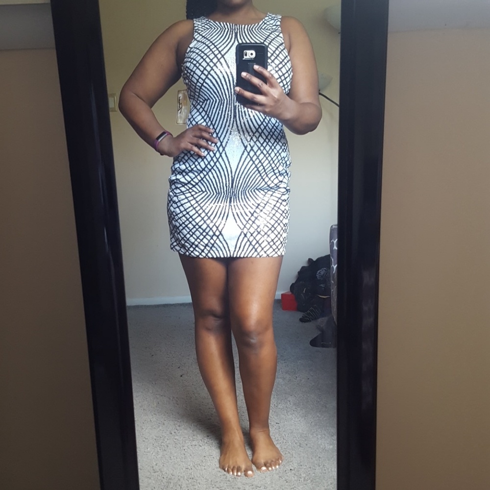 NWT Trixxi black and white sequin dress